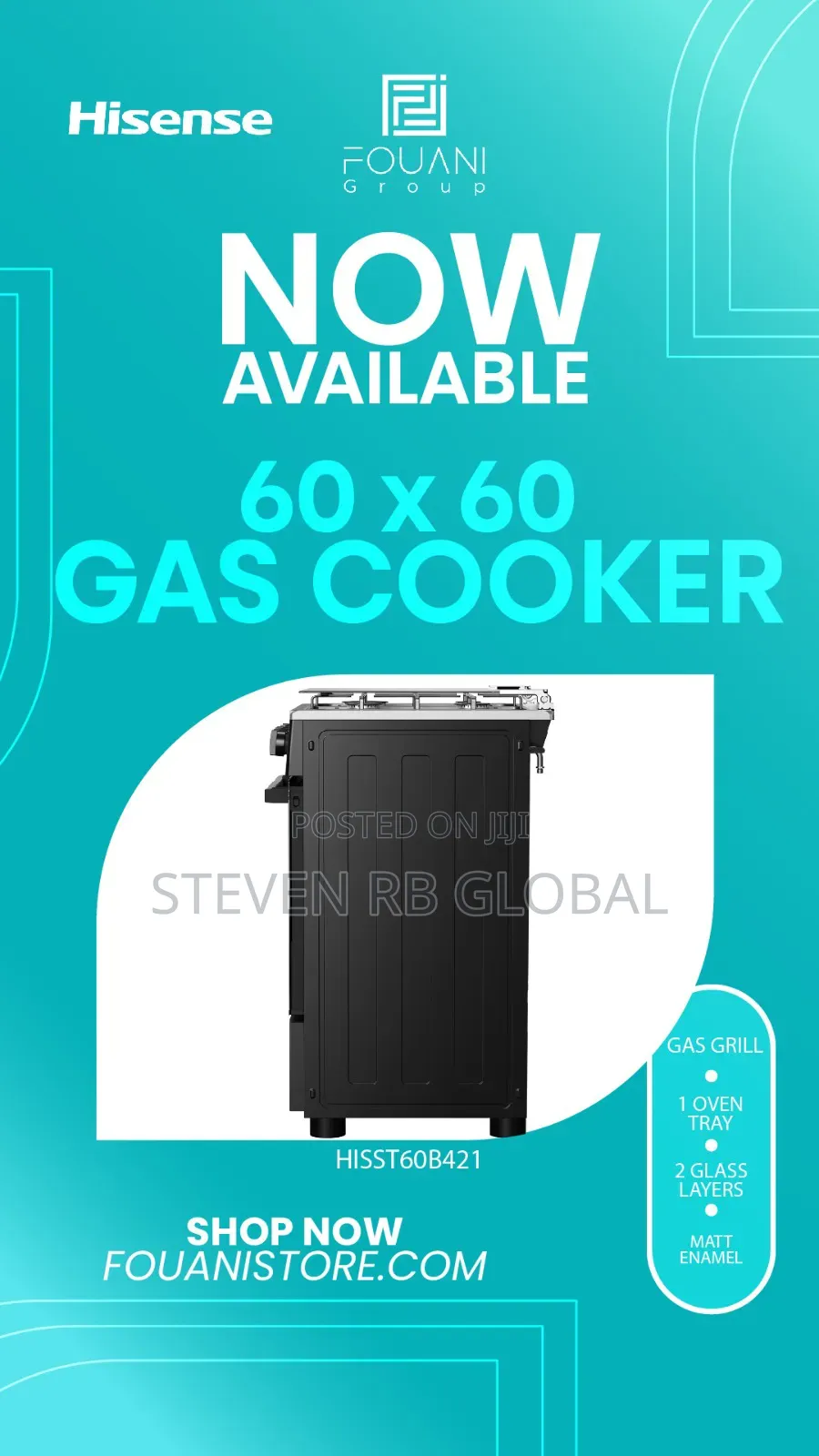 Hisense 60×60 Gas Cooker | Hisst60b421