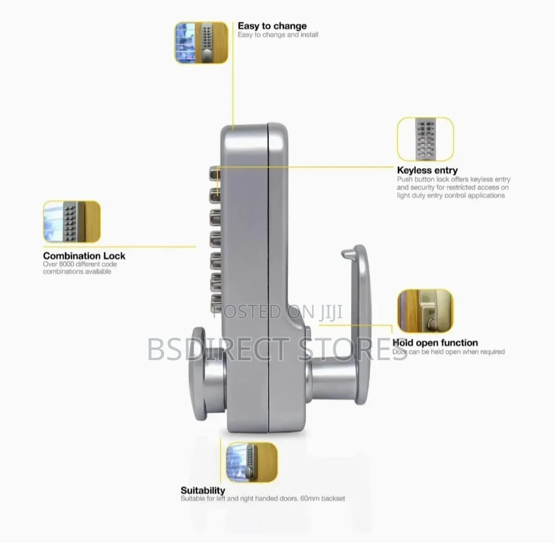 Yale Locks Push Button Door Lock Chrome Finish Hold Open Function