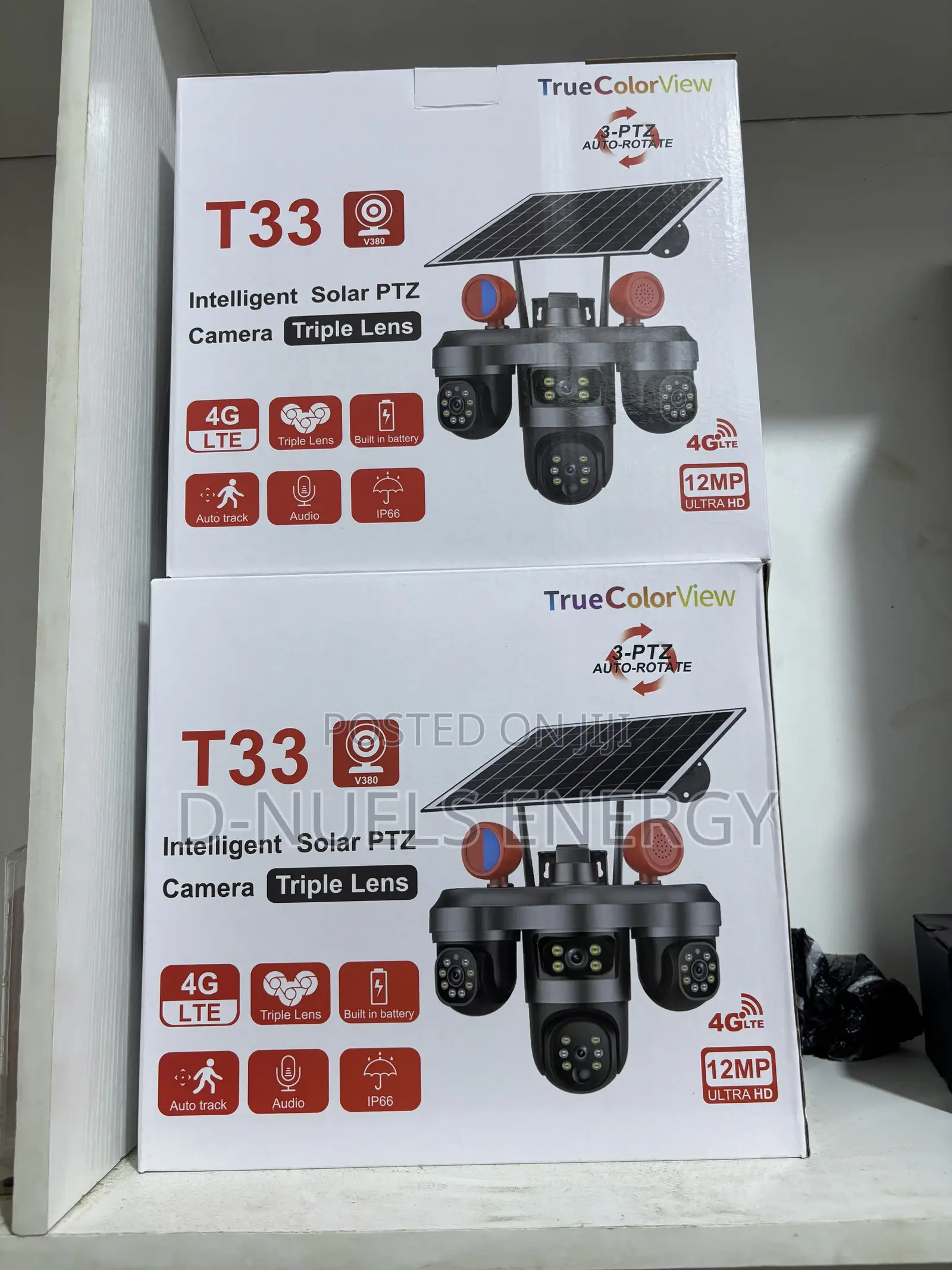 V380 Intelligent Solar PTZ Camera (Triple Lens) With Alarm System