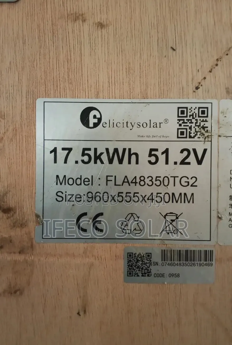 Felicity 17.5kwh Lithium Battery FLA48350TG2