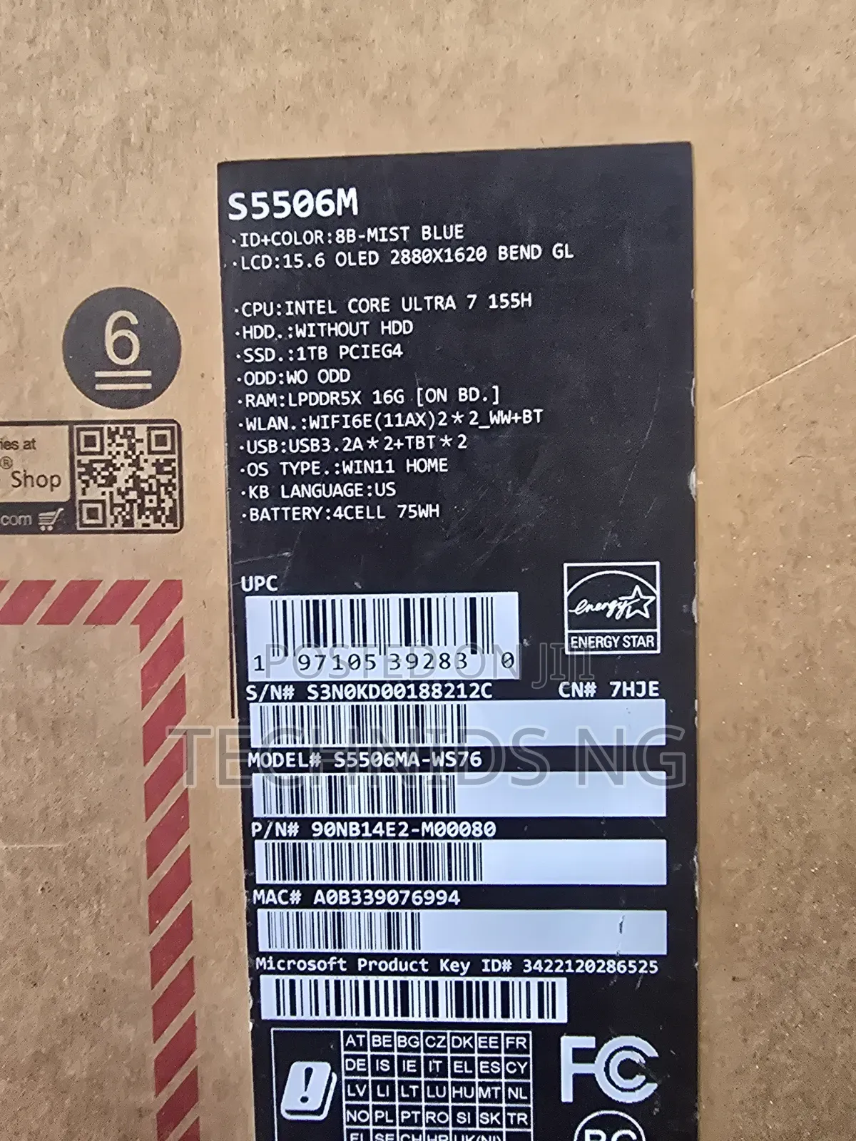 New Laptop Asus Vivobook 15 OLED 1GB Intel Core Ultra 7 SSD 1T