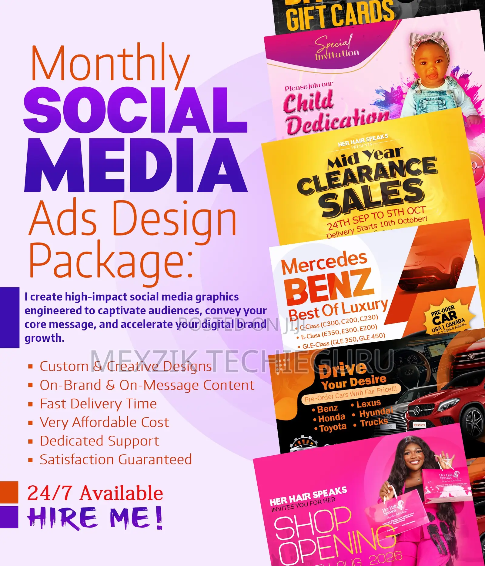 Monthly Social Media Post Design Services (Ads/Content Design Package)
