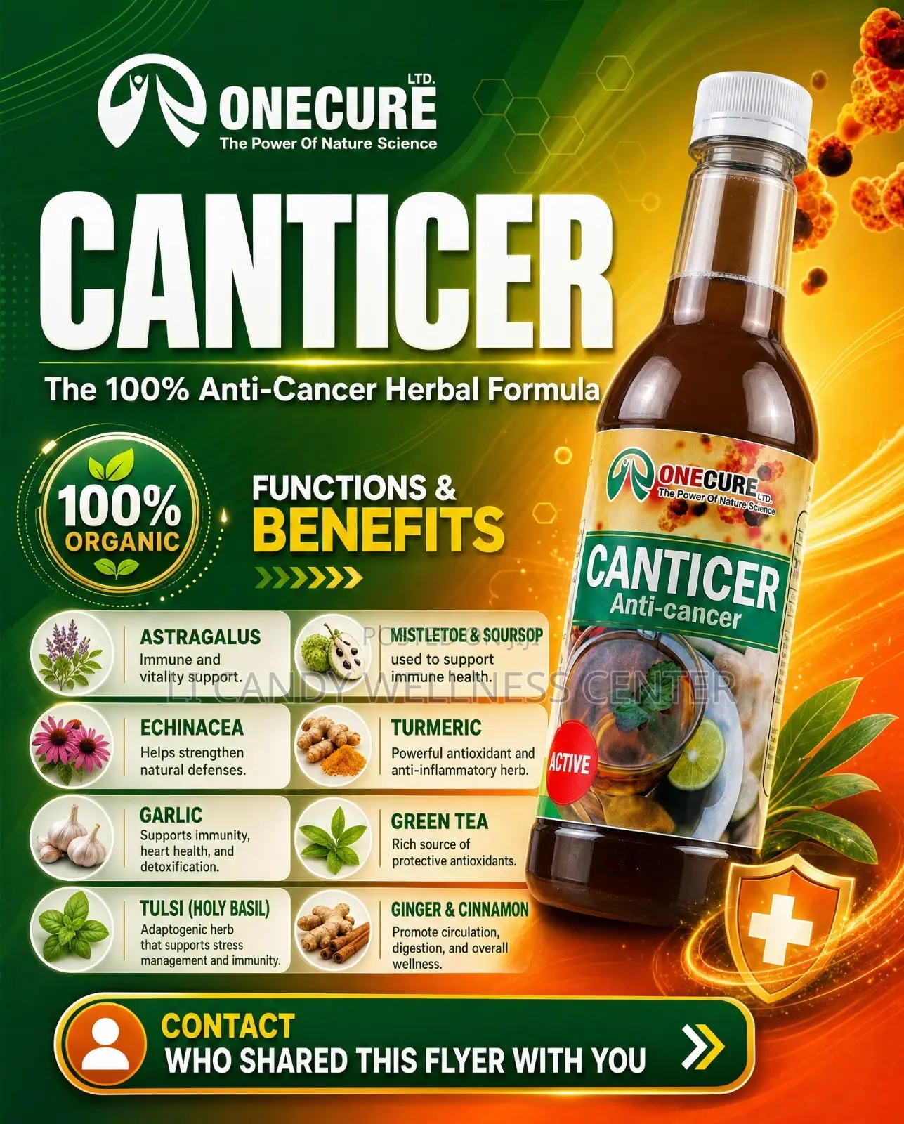 ONECURE Canticer Active Liquid Herbal Supplement