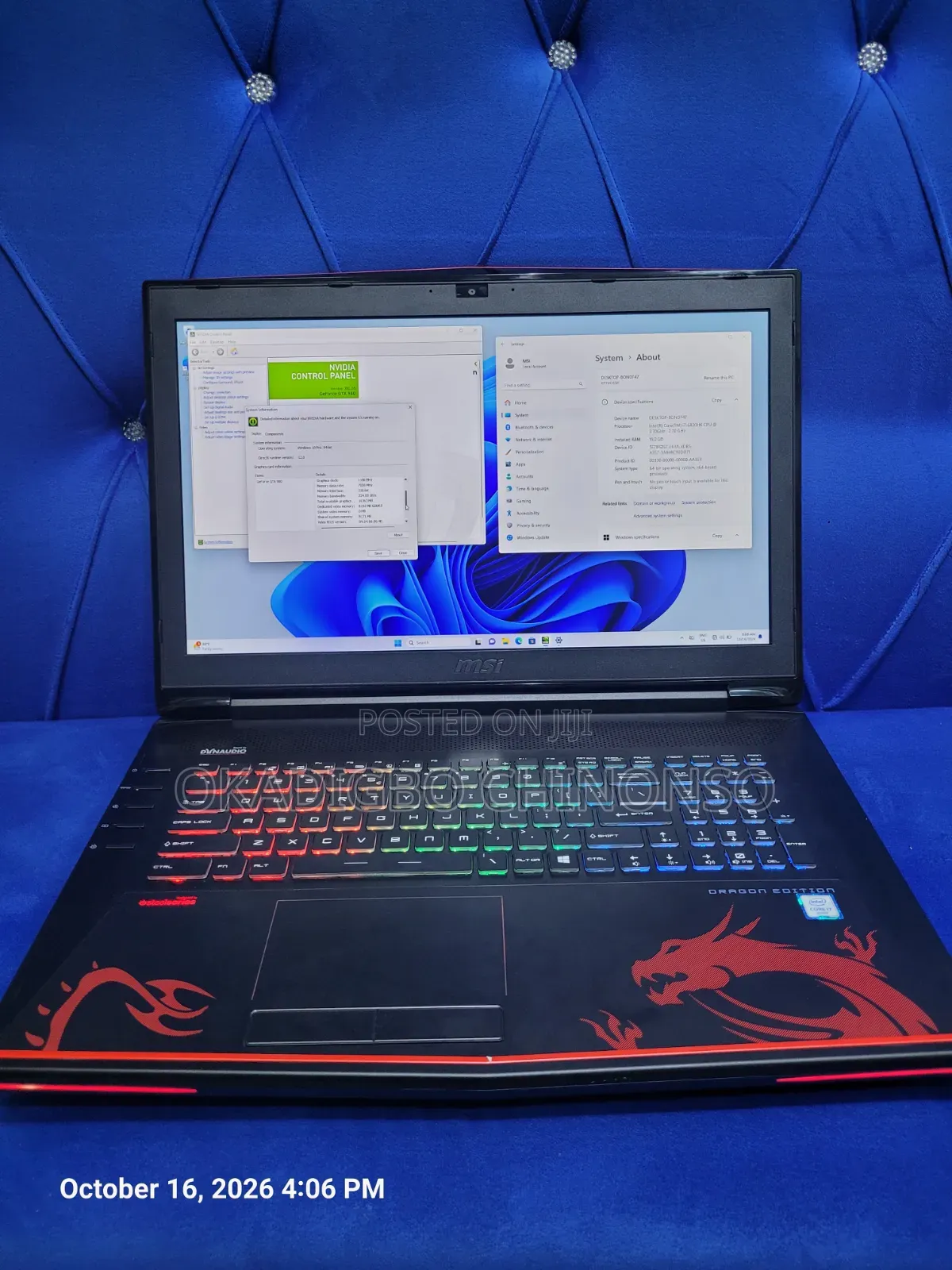 Laptop MSI GT729 16GB Intel Core i7 SSD 512GB