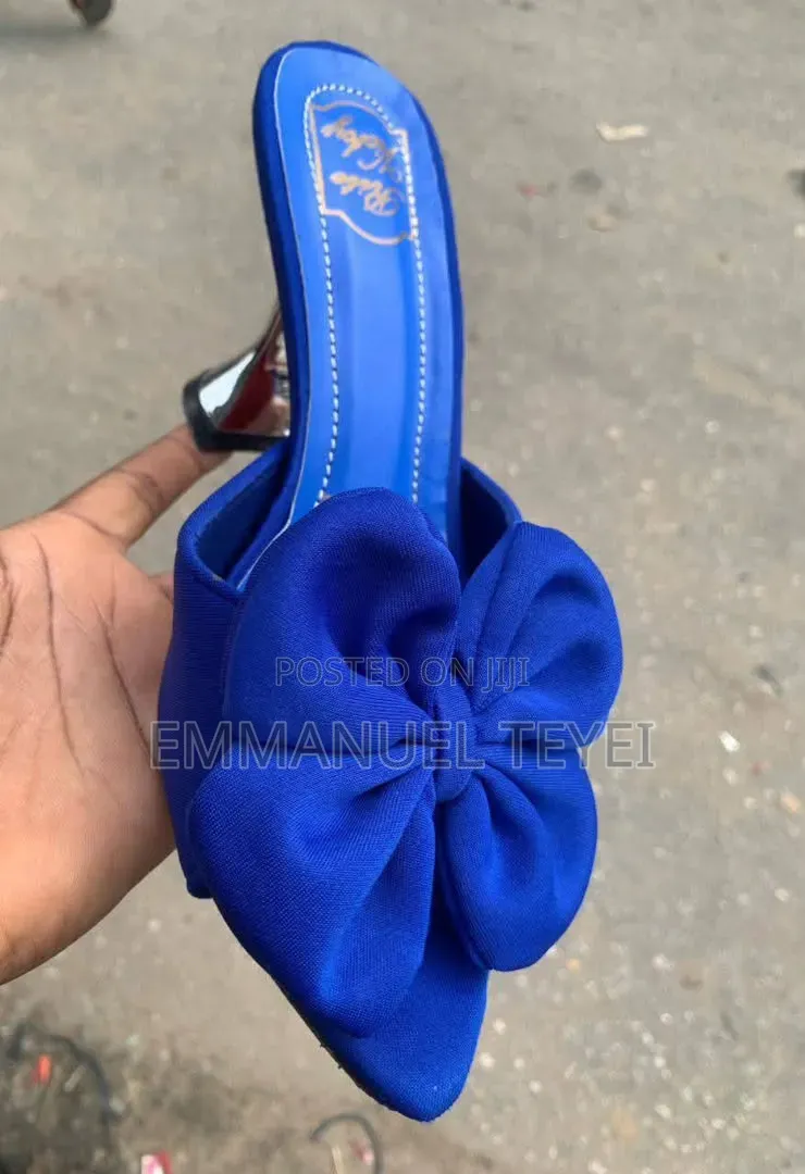 Royal Blue Bow Mule Heels