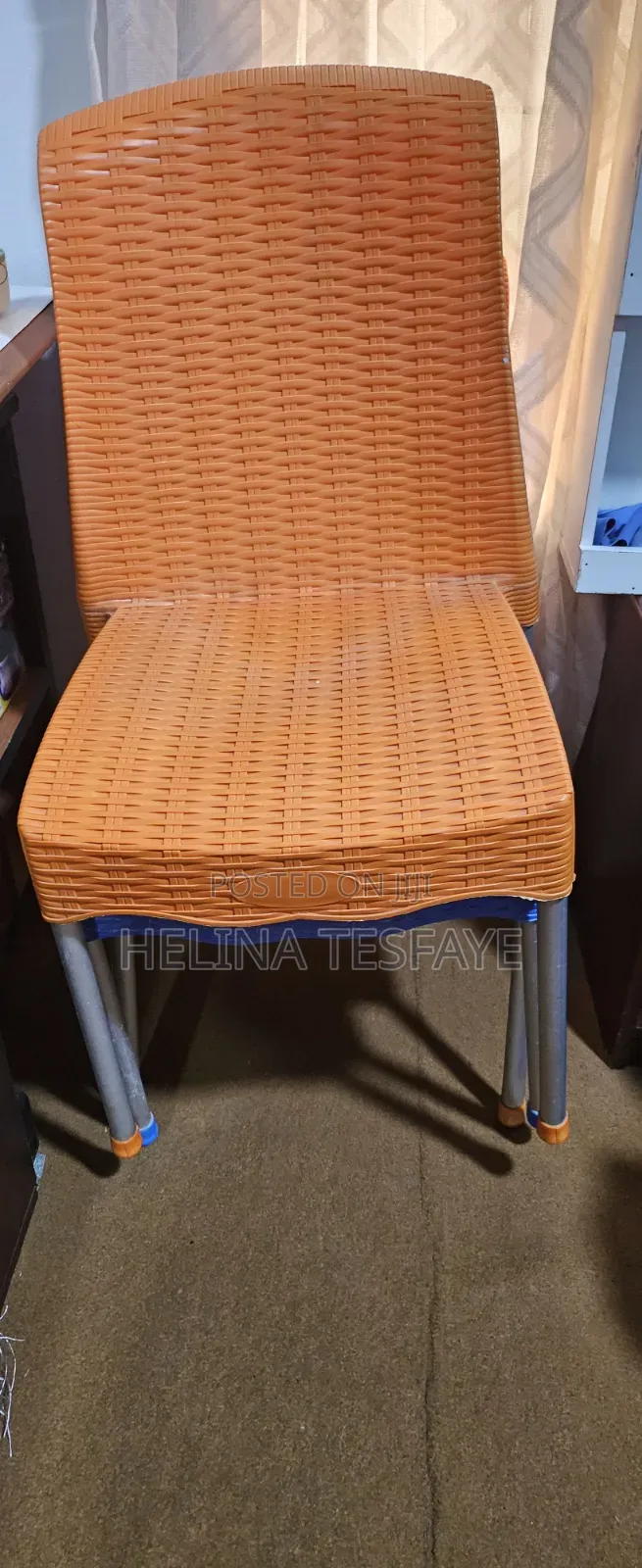 Sturdy Woven Chair With Metal Legs