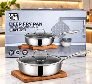 UCC LIFE Premium 26cm Triply Stainless Steel Fry Pan With Glass Lid