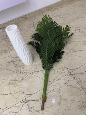 Artificial Palm Plant With Decorative White Vase