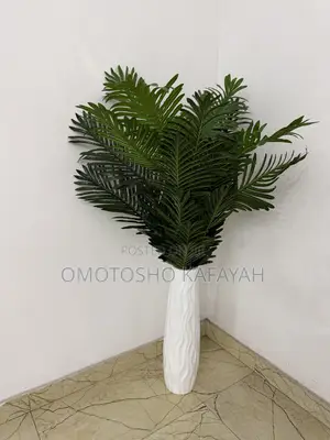 Artificial Palm Plant With Decorative White Vase