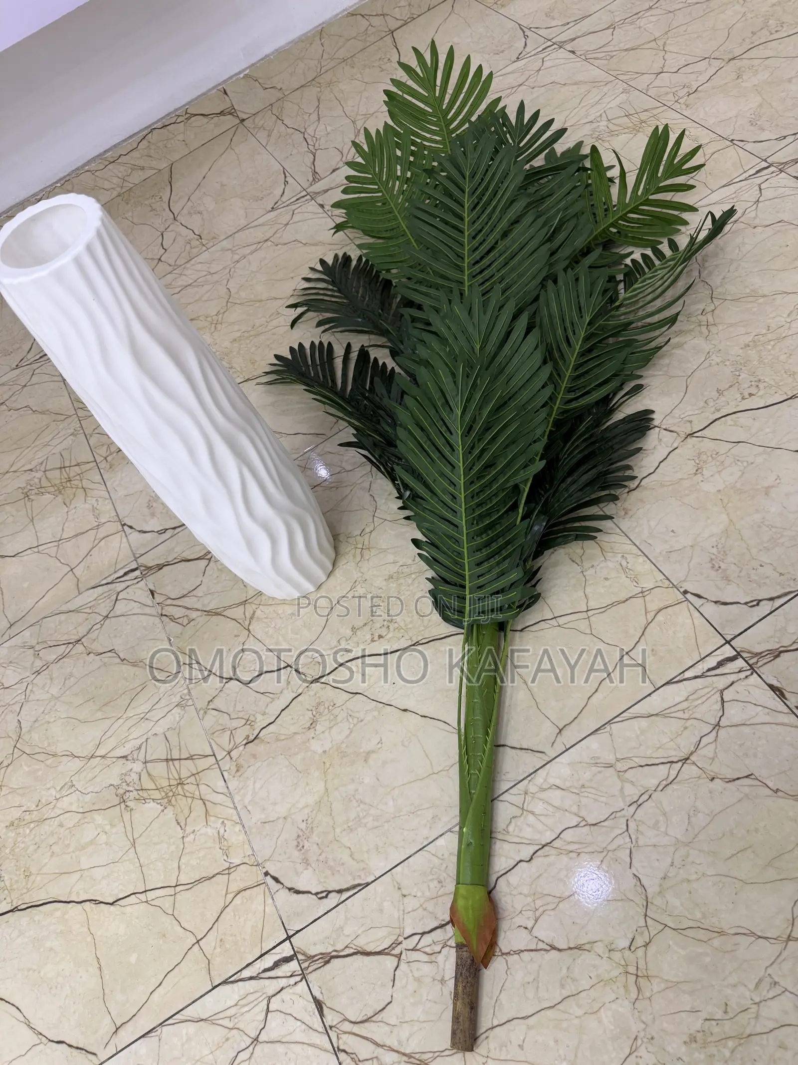 Artificial Palm Plant With Decorative White Vase