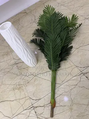Artificial Palm Plant With Decorative White Vase