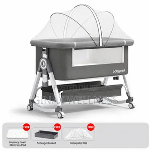 Multifunctional Baby Bedside Crib and Bassinet With Mosquito Net