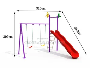 Children Playground With Slide and Double Swing