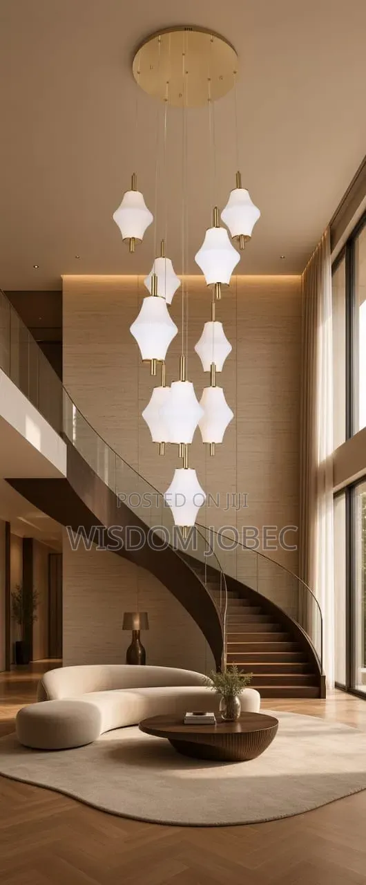 Multi-Tier Hexa Alabaster Cascade Chandelier