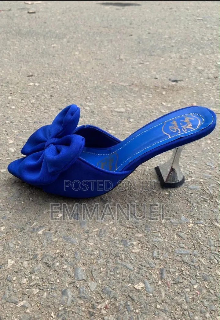 Royal Blue Bow Mule Heels