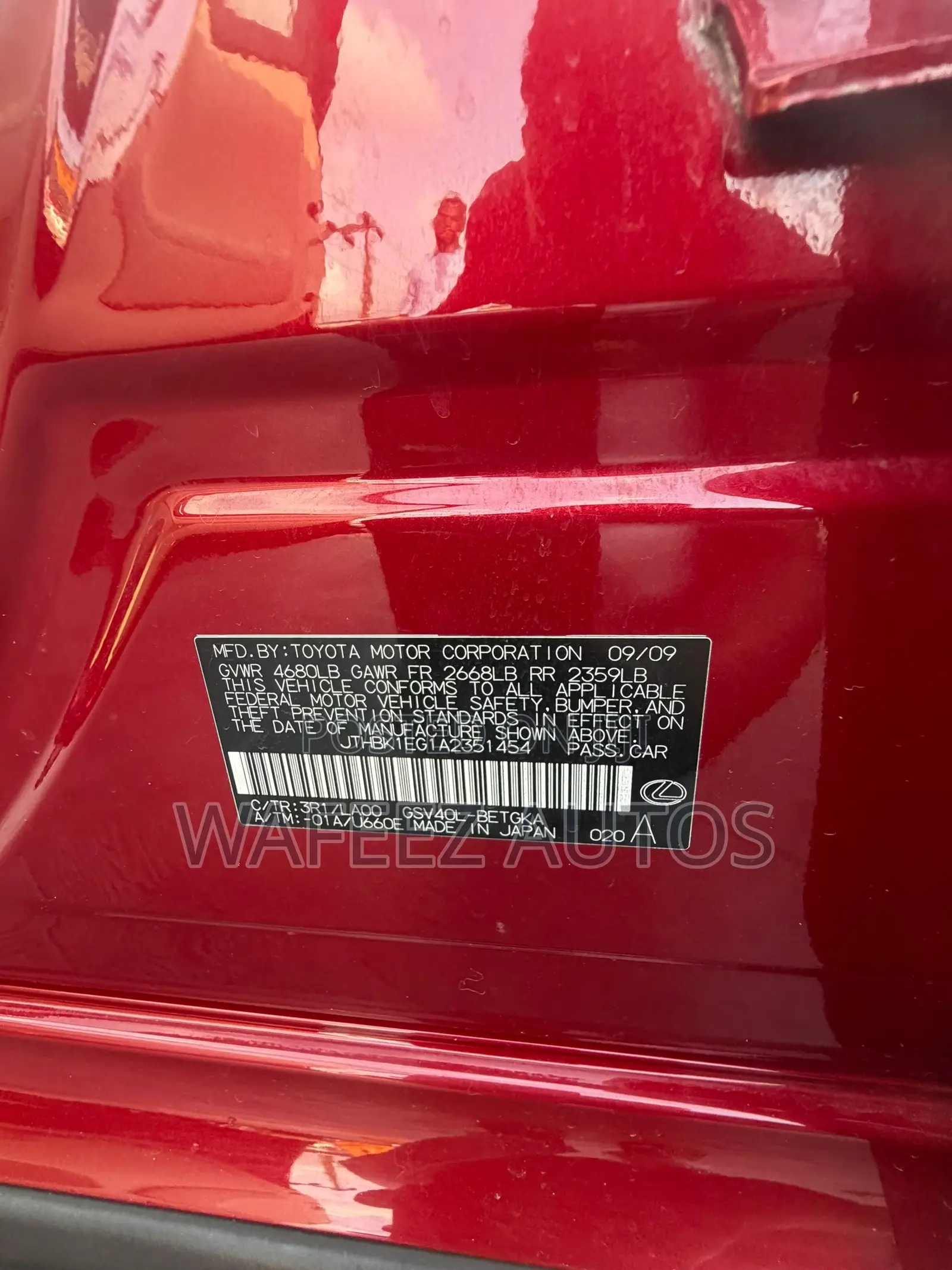 Lexus ES 350 2010 Red
