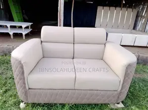 Luxury 2-Seater Sofa | Cream & Grey Semi-Leather