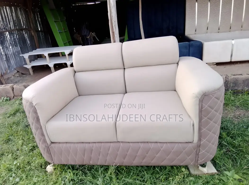 Luxury 2-Seater Sofa | Cream & Grey Semi-Leather