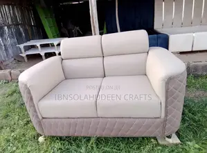 Luxury 2-Seater Sofa | Cream & Grey Semi-Leather