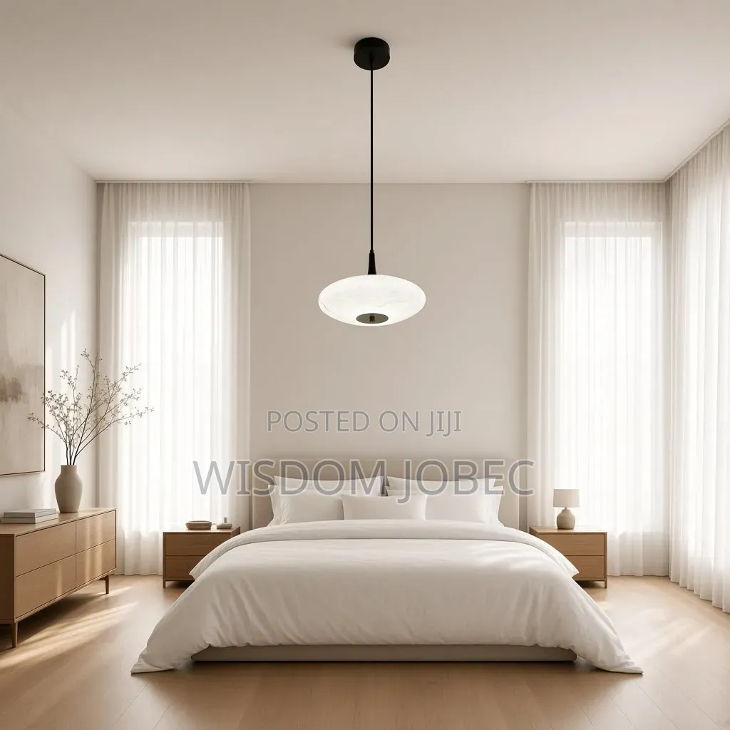 Modern Saucer-Shaped or Disc-Style Pendant Light Featuring