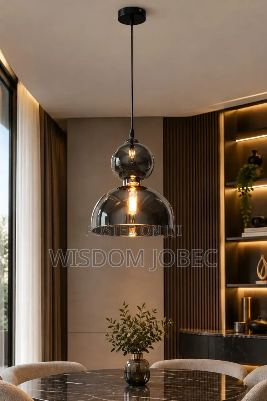 Modern Stack-Style Smoke Grey Glass Pendant Light