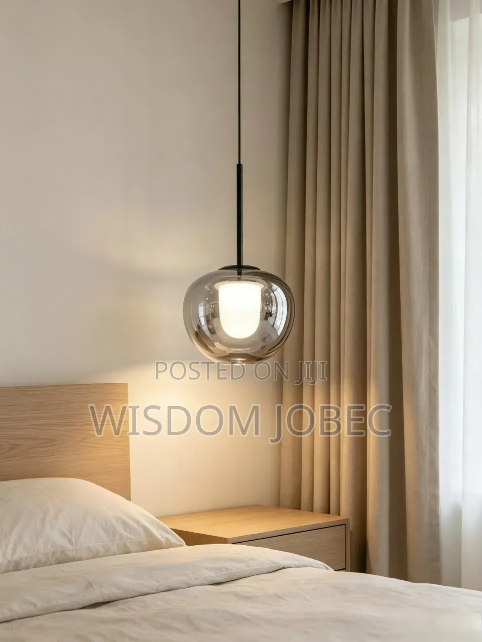 Modern Smoked Glass Globe Pendant Light