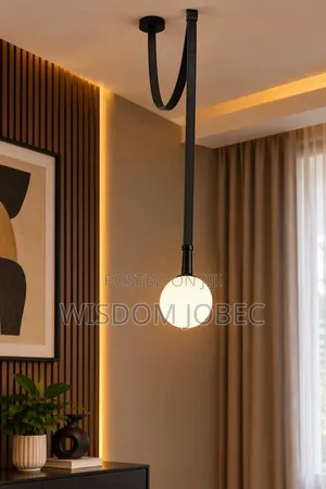 Modern Leather-Strap Globe Pendant Light