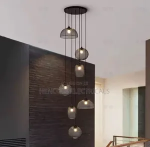 Modern Black Multi-Pendant Mesh Chandelier