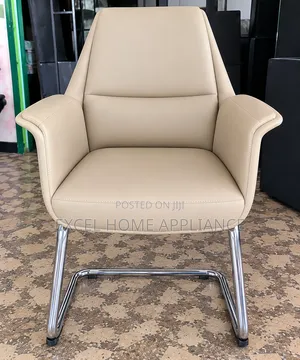 Executive Beige Visitor Office Chair With Chrome Sled Legs