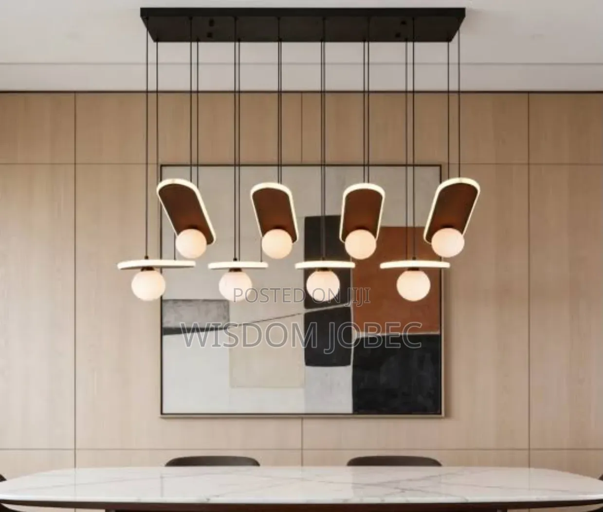 Stitched 8-Light Linear Suspension Pendant Light Designed