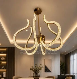 Modern Gold-Finish LED Ceiling Chandelier