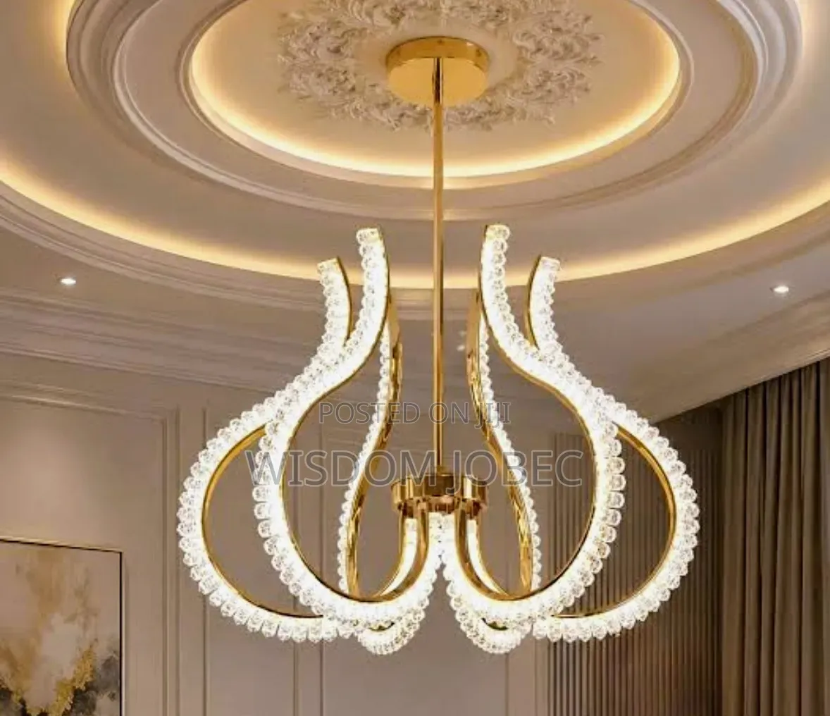 Modern Gold-Finish LED Ceiling Chandelier