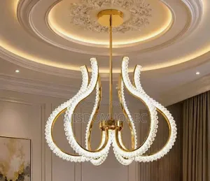 Modern Gold-Finish LED Ceiling Chandelier