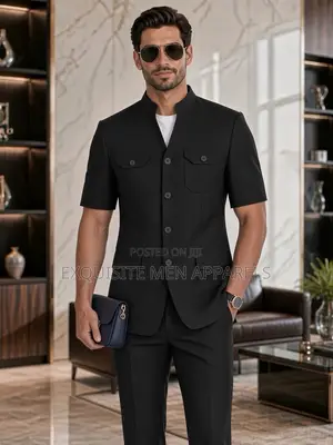 Latest Mandarin Collar Daro Safari Men’s Suit