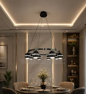 Modern Circular LED Pendant Light Featuring a Black