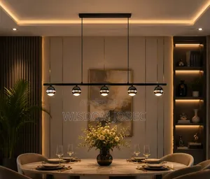 Modern Linear LED Pendant Light Fixture With a Black Horizontal