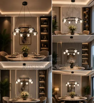 Modern Black Metal Ring Pendant Chandelier Featuring Smoky/Platinum