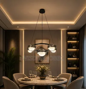 Modern Circular Crystal and Glass LED Ring Pendant Chandelier