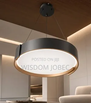 Modern Circular LED Pendant Light Featuring a Black
