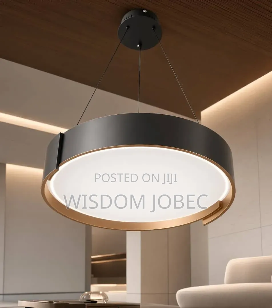 Modern Circular LED Pendant Light Featuring a Black