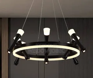 Modern Black Circular LED Ring Chandelier