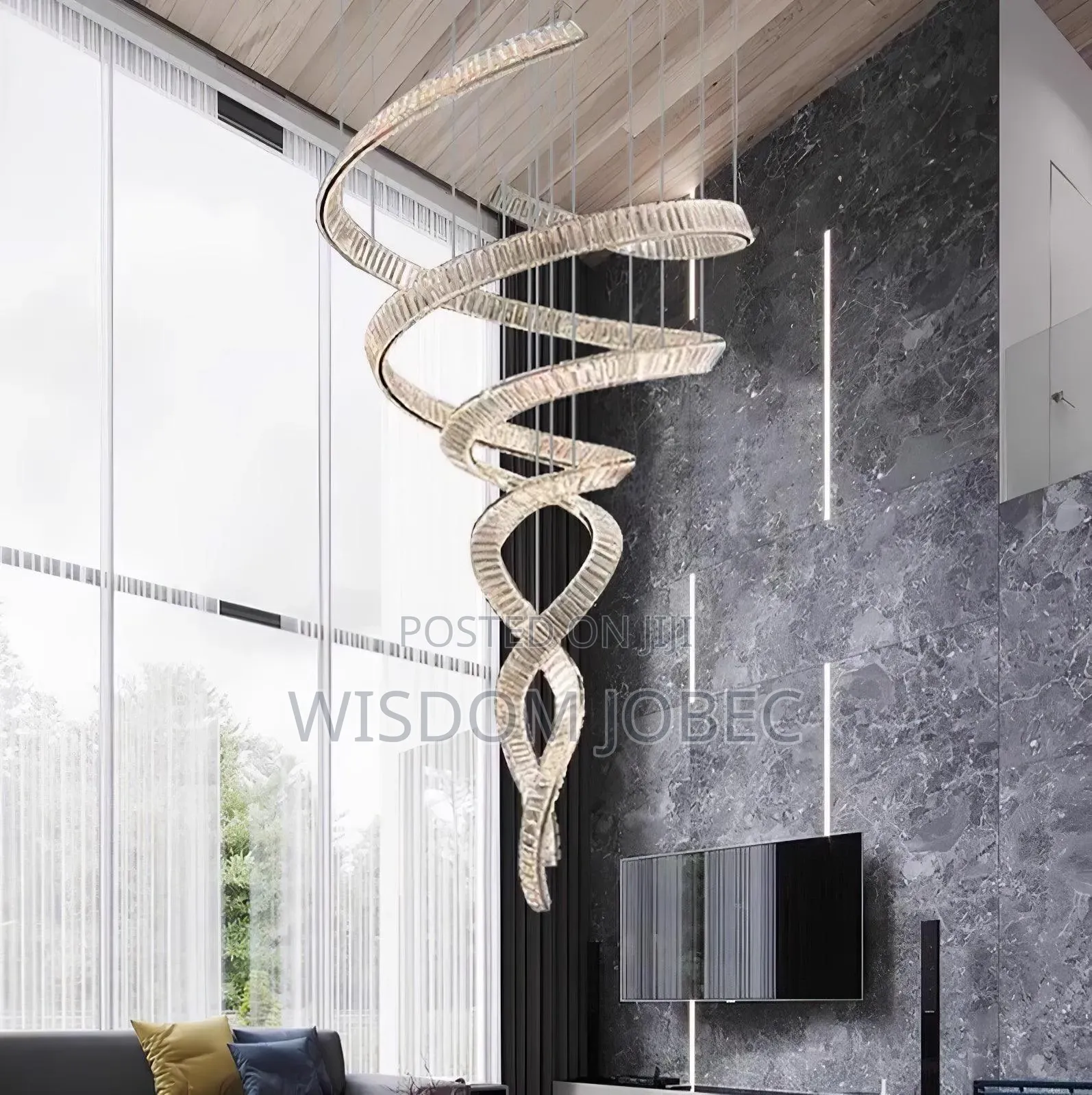 Modern Spiral Crystal LED Chandelier.