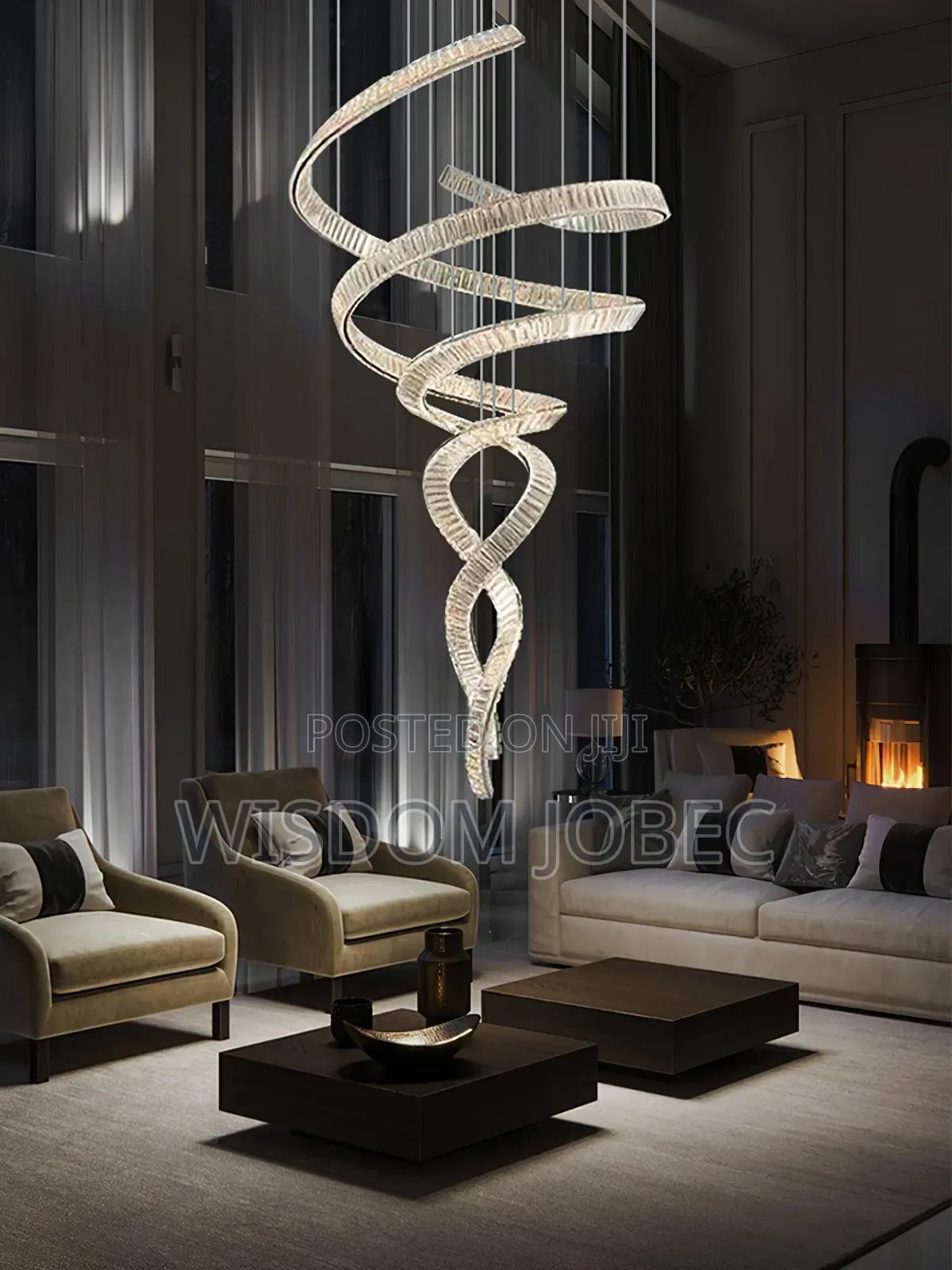 Modern Spiral Crystal LED Chandelier.