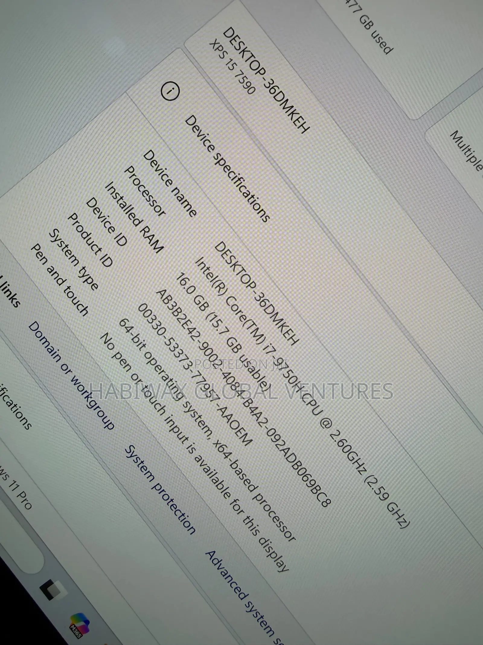 Laptop Dell XPS 15 7590 16GB Intel Core i7 SSD 512GB