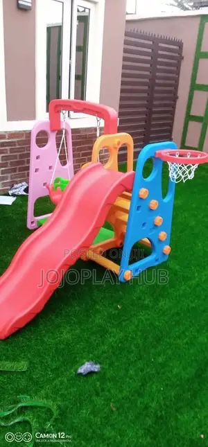 3-in-1 Kids Plastic Playground Playset Slide, Swing
