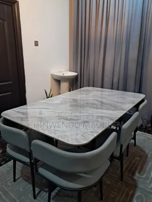 Modern Luxury Marble Dining Set With 6 Chairs – Excellent Condition