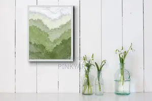 Textured Green Sea Landscape Painting - Abstract Canvas Wall Art