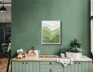 Textured Green Sea Landscape Painting - Abstract Canvas Wall Art