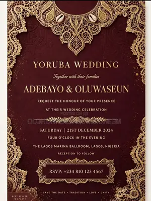 Mushin Wedding Invitation Card Template N3000 - 3 Pack