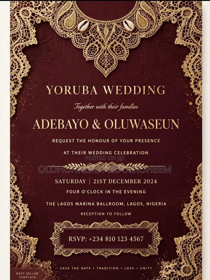 Mushin Wedding Invitation Card Template N3000 - 3 Pack